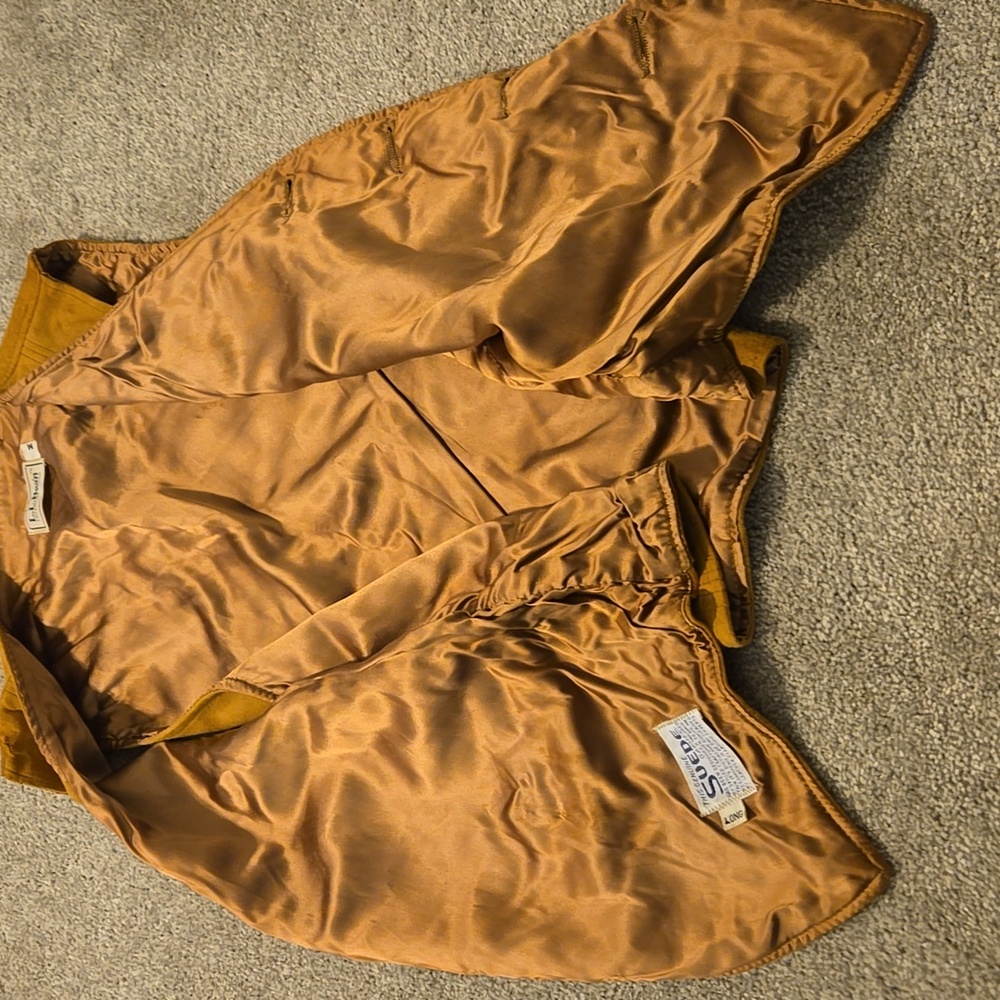 Vintage 1980s LL Bean Pig Suede Leather Work Lined Vest M - Picture 8 of 13